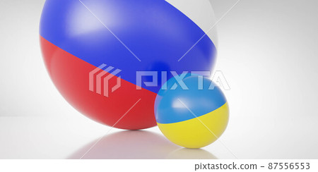 abstract war on ukraine flag with flags of russia, ukraine and NATO 3d render illustration abstract war on ukraine flag with flags of russia, ukraine and NATO 3d render illustration 87556553