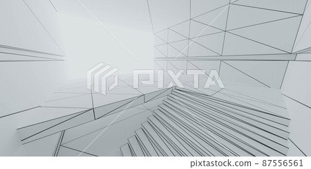 wire mesh draft mock-up abstract architecture plan building house 3d render illustration 87556561