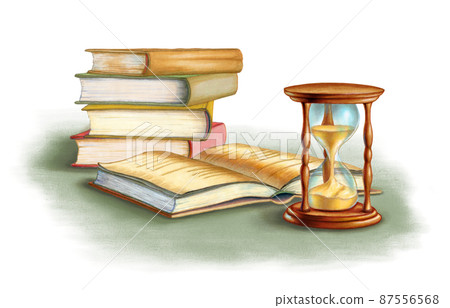 Books and hourglass 87556568