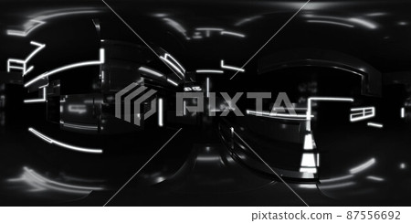 360 degree full panorama environment map of black technology lights background abstract 3d render illustration hdri hdr vr virtual reality 87556692