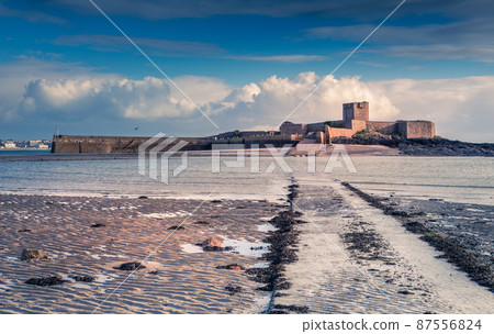 Saint Aubin Fort in a low tide, bailiwick of Jersey, Channel Islands 87556824