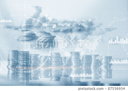 Financial dashboard with business intelligence BI. Blurred businessmen in the office 87556934