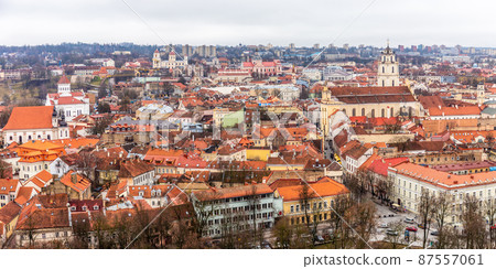 Old Vilnius town Pilies Street panorama, Lithuania 87557061
