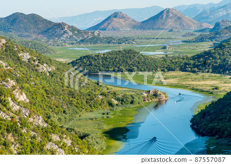 Crnojevica river bents and mountains, Skadar lake national park, Montenegro 87557087
