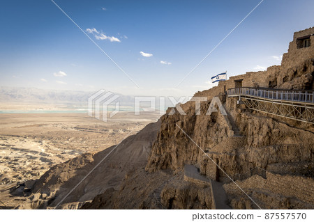 Masada ancient fortress overlooking the Dead Sea Masada ancient fortress overlooking the Dead Sea 87557570