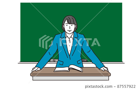 Asian female teacher on the podium 87557922