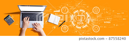 Robotic Process Automation theme with person using a laptop 87558240