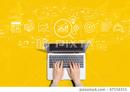 Data Analysis concept with person using laptop Data Analysis concept with person using laptop 87558353