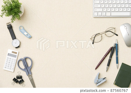 辦公桌無人鳥瞰複製空間 辦公桌無人鳥瞰複製空間 87560767