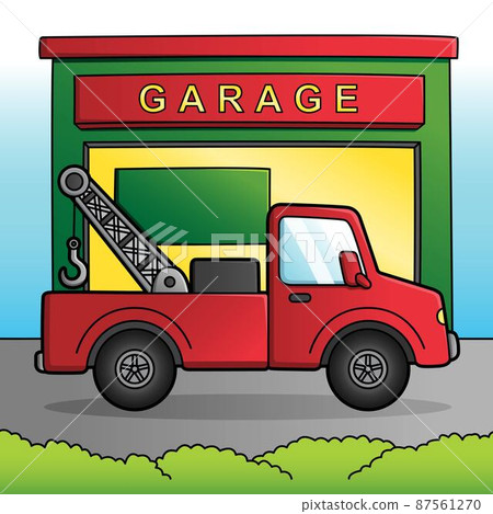 Tow Truck Cartoon Colored Vehicle Illustration Tow Truck Cartoon Colored Vehicle Illustration 87561270
