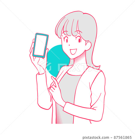 建議指著智能手機的女人 建議指著智能手機的女人 87561865