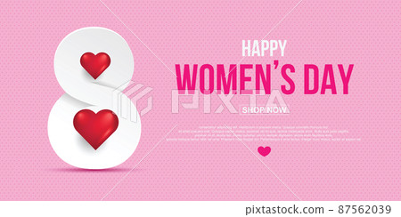 8 March International Women's Day. Happy Mother's Day. holiday background number 8 march paper cut style and red hearts , Pink background. posters, gift cards, discounts and sales. 8 March International Women's Day. Happy Mother's Day. holiday background number 8 march paper cut style and red hearts , Pink background. posters, gift cards, discounts and sales. 87562039