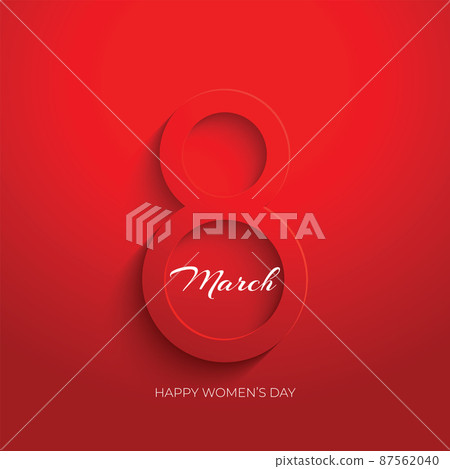 International Women's Day number 8 symbol in red embossed on a red background. greeting card paper cut for your design. vector illustration International Women's Day number 8 symbol in red embossed on a red background. greeting card paper cut for your design. vector illustration 87562040