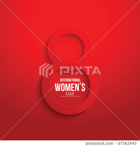 International Women's Day number 8 symbol in red embossed on a red background. greeting card paper cut for your design. vector illustration International Women's Day number 8 symbol in red embossed on a red background. greeting card paper cut for your design. vector illustration 87562043