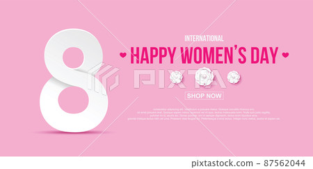 8 March International Women's Day. Happy Mother's Day. holiday background number 8 march paper cut style with paper cut style flowers , Pink background. posters, gift cards, discounts and sales. 8 March International Women's Day. Happy Mother's Day. holiday background number 8 march paper cut style with paper cut style flowers , Pink background. posters, gift cards, discounts and sales. 87562044
