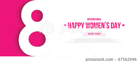 8 March symbol greeting card for International Womens Day. paper cut number 8 with shadow.On Pink background. Vector illustration. 8 March symbol greeting card for International Womens Day. paper cut number 8 with shadow.On Pink background. Vector illustration. 87562046