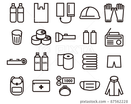 防災用品set_line drawing_monochrome 87562228