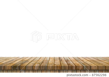 Empty old wood table on isolate white background and display montage with copy space for product. Empty old wood table on isolate white background and display montage with copy space for product. 87562298