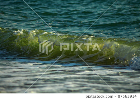 The wave highlighted by the sun The wave highlighted by the sun 87563914