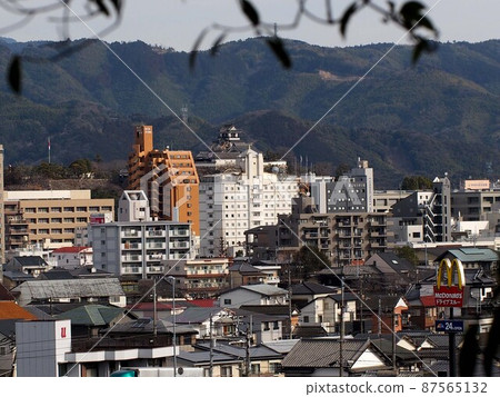 源內山綠地'22（冬季的高知城、四國山脈和高知市）的景色 87565132