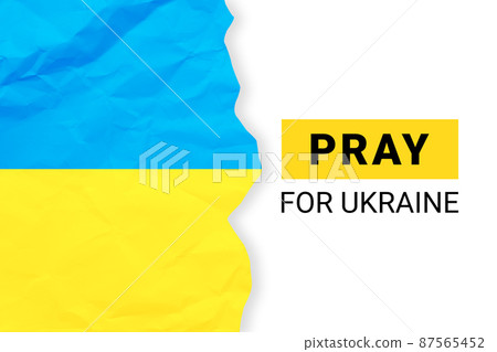 Save Ukraine. Pray for Ukraine peace. nscription on Ukraine flag in blue yellow ua national colors on white background. Save Ukraine. Pray for Ukraine peace. nscription on Ukraine flag in blue yellow ua national colors on white background. 87565452