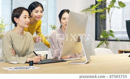 Women's group working in the office Casual business school 87565733