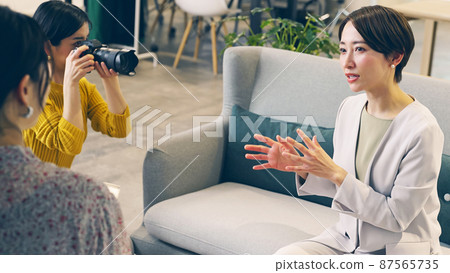 Interview with a woman interviewed 87565735