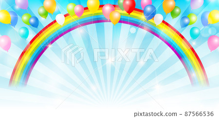 天空氣球彩虹背景 87566536