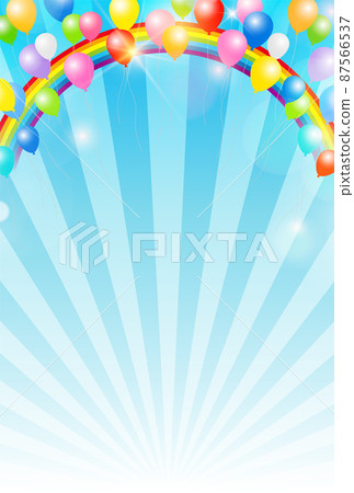 天空氣球彩虹背景 87566537