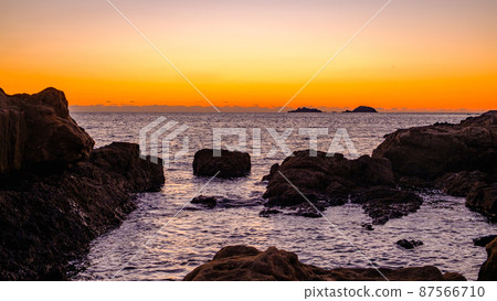 Evening view overlooking Gunkanjima Evening view overlooking Gunkanjima 87566710