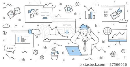 Finance crisis, bankruptcy doodle business concept 87566936