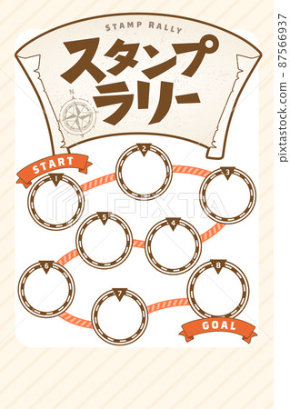 Treasure map style stamp rally mount vector illustration set 87566937