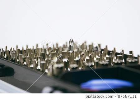 Cross - Reset Head Screwdriver various sizes in plastic box, selective focus 87567111