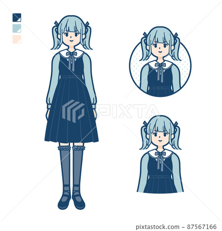 Illustration of a young woman in Gothic Lolita costume smiling 87567166