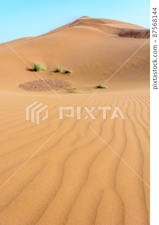 Erg Chebbi, sand desert of Merzouga, southeast of Morocco. Popular destination for travellers. 87568144