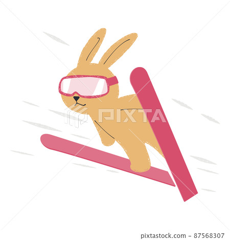 Illustration of a rabbit skiing - Stock Illustration [87568307] - PIXTA