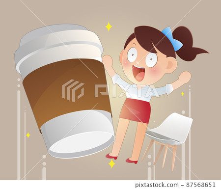 A woman is energetic because she drinks coffee. 87568651