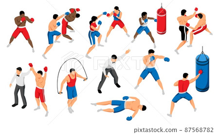 Isometric Boxing Icons Collection 87568782