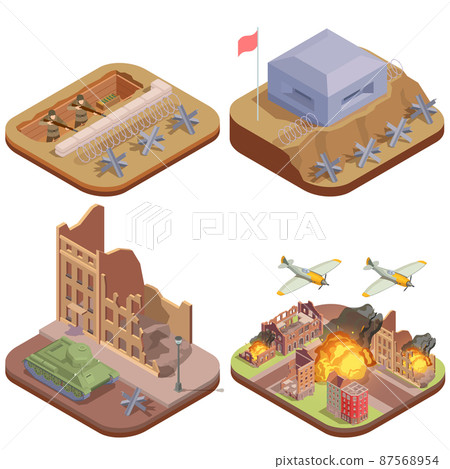 WWII Military Attack Isometric 87568954