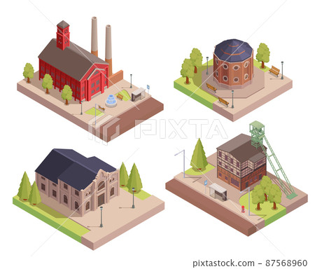 Old Industrial Building Isometric Set - Stock Illustration [87568960 ...