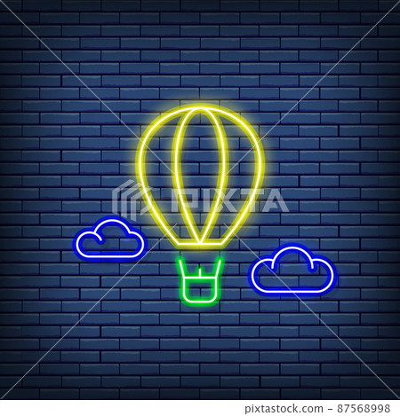 Vector air balloon, aerostat, dirigible neon sign. Vector air balloon, aerostat, dirigible neon sign. 87568998