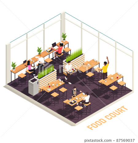 Food Court Colored And Isometric Composition 87569037