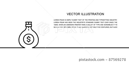 Vector money bag, cash sack one line icon. Continuous one line 87569278