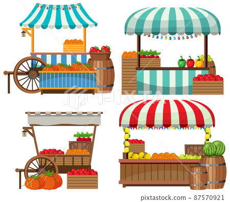 Flea market concept with set of different stores 87570921