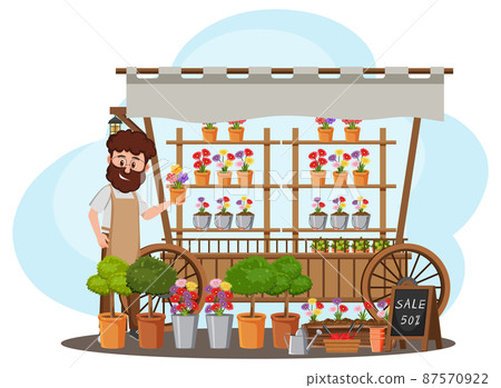 Flea market concept with plant shop Flea market concept with plant shop 87570922