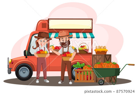 Flea market concept with food truck Flea market concept with food truck 87570924