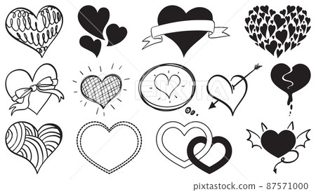 Black hand drawn hearts set Black hand drawn hearts set 87571000