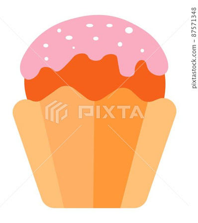 Muffin with icing on top, glazed cake dessert Muffin with icing on top, glazed cake dessert 87571348