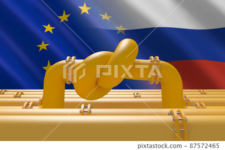 Energy sanctions against Russia. Conceptual 3D illustration 87572465