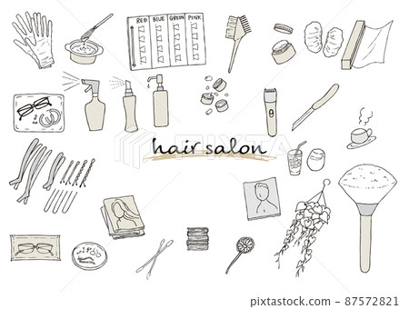 Beauty salon hair salon beauty salon set icon [hand-painted vector] 87572821